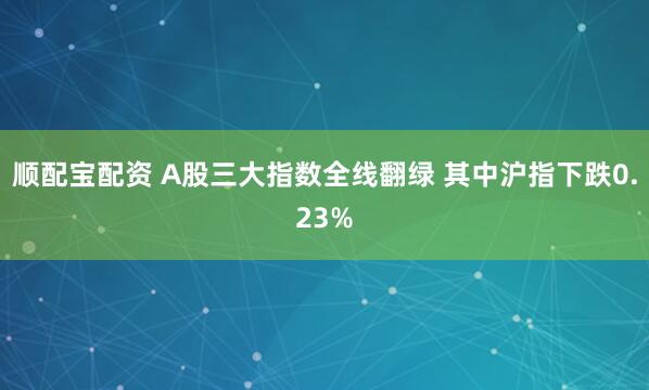 顺配宝配资 A股三大指数全线翻绿 其中沪指下跌0.23%